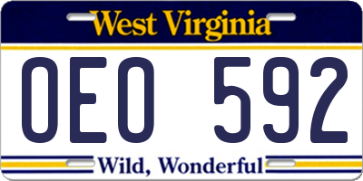 WV license plate OEO592