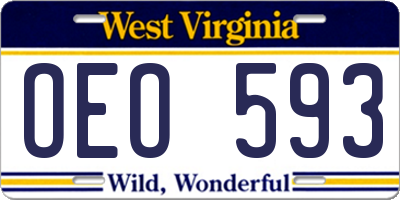 WV license plate OEO593