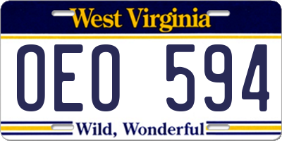 WV license plate OEO594