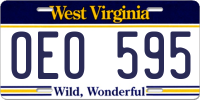 WV license plate OEO595