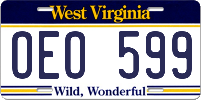 WV license plate OEO599