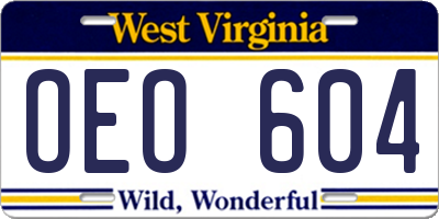 WV license plate OEO604