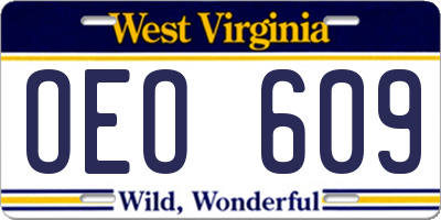 WV license plate OEO609