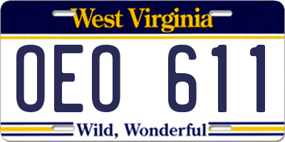 WV license plate OEO611