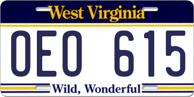 WV license plate OEO615