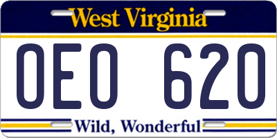 WV license plate OEO620