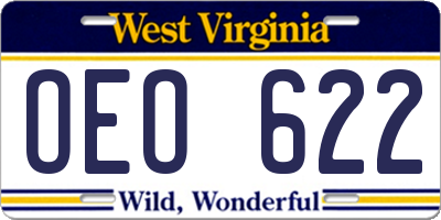 WV license plate OEO622