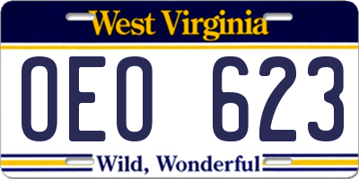 WV license plate OEO623