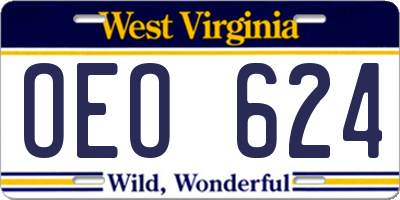 WV license plate OEO624