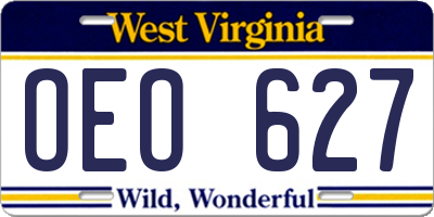 WV license plate OEO627