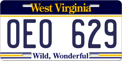 WV license plate OEO629