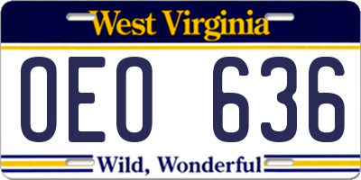 WV license plate OEO636