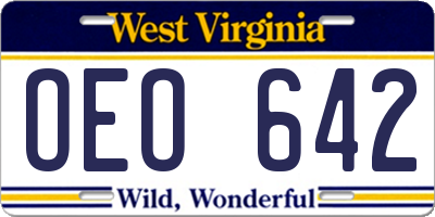 WV license plate OEO642