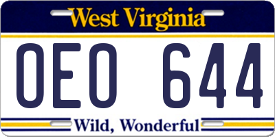 WV license plate OEO644