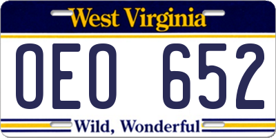WV license plate OEO652