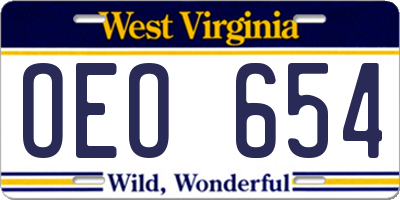 WV license plate OEO654