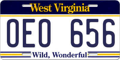 WV license plate OEO656