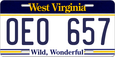 WV license plate OEO657