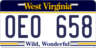 WV license plate OEO658