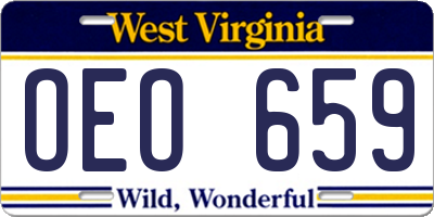 WV license plate OEO659
