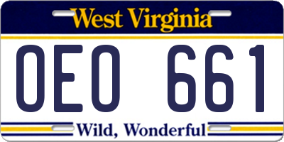 WV license plate OEO661