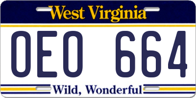 WV license plate OEO664