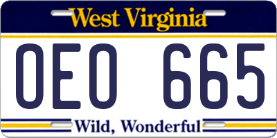 WV license plate OEO665