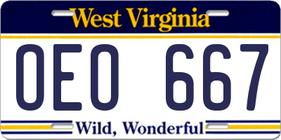 WV license plate OEO667