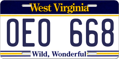WV license plate OEO668