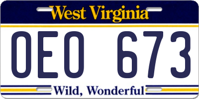 WV license plate OEO673