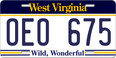 WV license plate OEO675