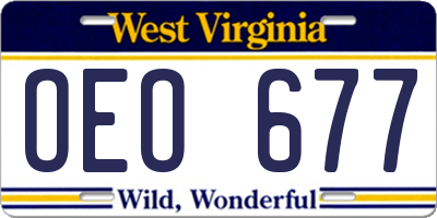 WV license plate OEO677