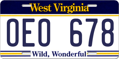 WV license plate OEO678