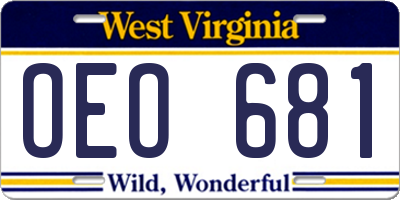 WV license plate OEO681