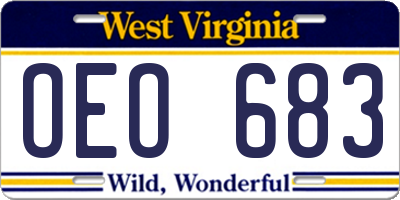 WV license plate OEO683