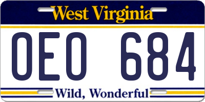 WV license plate OEO684