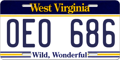 WV license plate OEO686