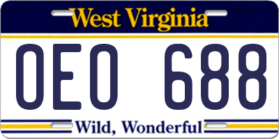 WV license plate OEO688