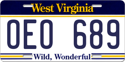 WV license plate OEO689