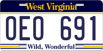 WV license plate OEO691