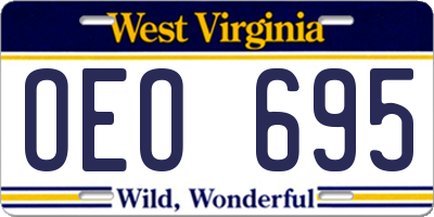 WV license plate OEO695