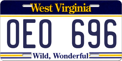 WV license plate OEO696