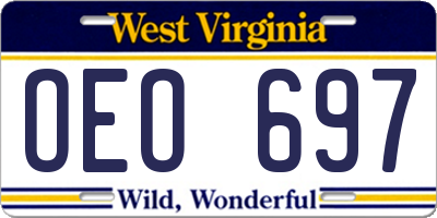 WV license plate OEO697