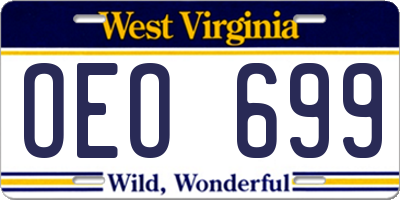 WV license plate OEO699
