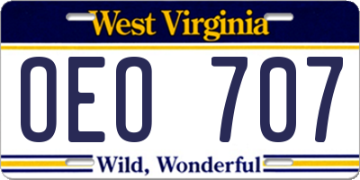 WV license plate OEO707
