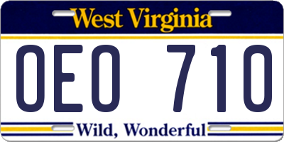 WV license plate OEO710