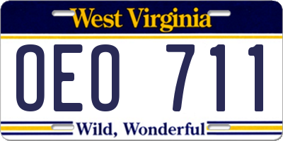 WV license plate OEO711