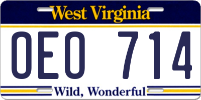 WV license plate OEO714