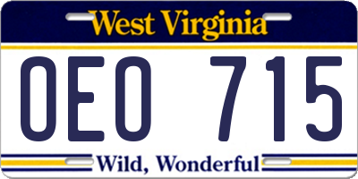 WV license plate OEO715