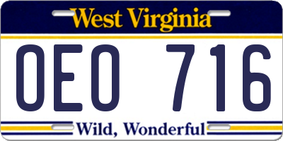WV license plate OEO716